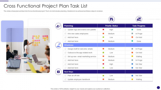 Cross Functional Project Plan Task List Summary PDF