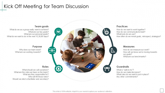 Cross Functional Teams Collaboration Kick Off Meeting For Team Discussion Structure PDF