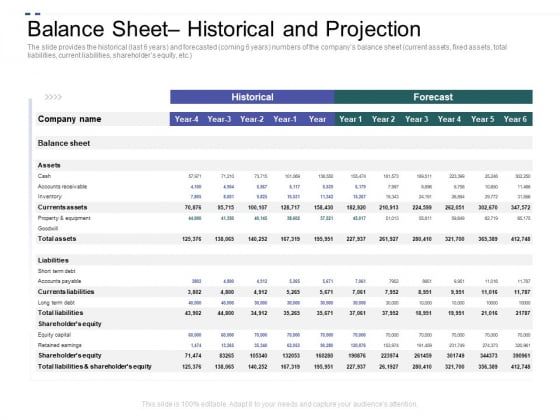 Crowd Sourced Equity Funding Pitch Deck Balance Sheet Historical And Projection Summary PDF Crowd Sourced Equity Funding Pitch Deck Balance Sheet Historical And Projection Summary PDF