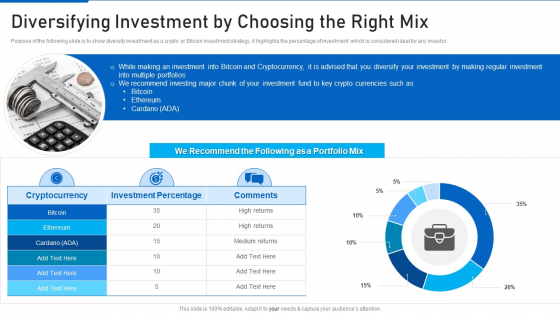 Cryptocurrency Investment Playbook Diversifying Investment By Choosing The Right Mix Information PDF