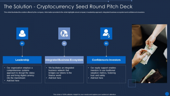 Cryptocurrency Pre Seed Stage The Solution Cryptocurrency Seed Round Pitch Deck Microsoft PDF