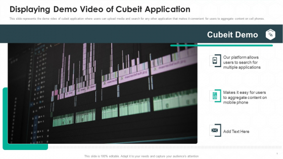 Cubeit Venture Capitalist Financing Elevator Pitch Deck Displaying Demo Video Of Cubeit Application Elements PDF