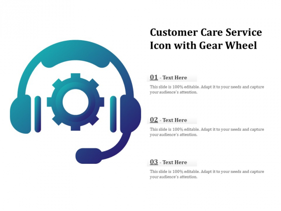 Customer Care Service Icon With Gear Wheel Ppt PowerPoint Presentation Ideas Inspiration PDF