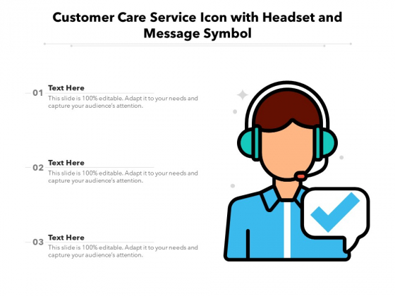 Customer Care Service Icon With Headset And Message Symbol Ppt PowerPoint Presentation Icon Designs PDF
