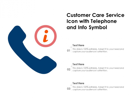 Customer Care Service Icon With Telephone And Info Symbol Ppt PowerPoint Presentation Inspiration Brochure PDF