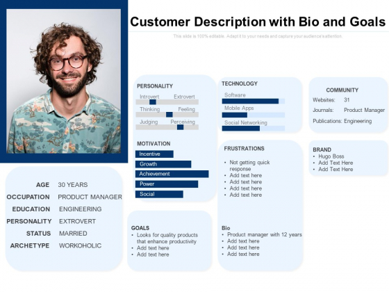 Customer Description With Bio And Goals Ppt PowerPoint Presentation Inspiration PDF Customer Description With Bio And Goals Ppt PowerPoint Presentation Inspiration PDF