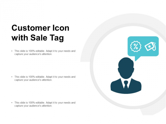 Customer Icon With Sale Tag Ppt PowerPoint Presentation Gallery Graphics Design