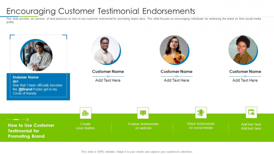 Customer Rapport Strategy To Build Loyal Client Base Encouraging Customer Testimonial Endorsements Brochure PDF Customer Rapport Strategy To Build Loyal Client Base Encouraging Customer Testimonial Endorsements Brochure PDF