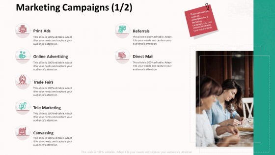 Customer Relationship Management Action Plan Marketing Campaigns Icon Slides PDF