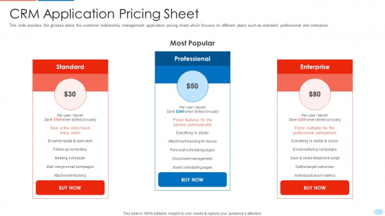 Customer Relationship Management Application Investor CRM Application Pricing Sheet Pictures PDF Customer Relationship Management Application Investor CRM Application Pricing Sheet Pictures PDF