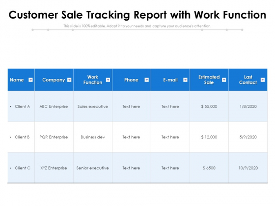 Customer Sale Tracking Report With Work Function Ppt PowerPoint Presentation Gallery Smartart PDF Customer Sale Tracking Report With Work Function Ppt PowerPoint Presentation Gallery Smartart PDF