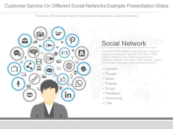 Customer Service On Different Social Networks Example Presentation Slides Customer Service On Different Social Networks Example Presentation Slides