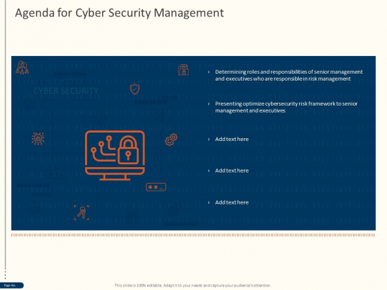 Cyber Security For Your Organization Agenda For Cyber Security Management Ppt Tips PDF Cyber Security For Your Organization Agenda For Cyber Security Management Ppt Tips PDF