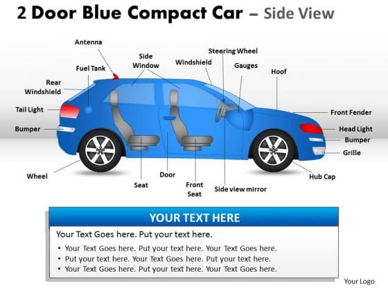 Car Drive 2 Door Blue Car Side PowerPoint Slides And Ppt Diagram Templates
