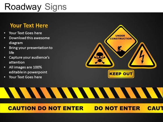 Caution Roadway Signs PowerPoint Slides And Ppt Diagram Templates Caution Roadway Signs PowerPoint Slides And Ppt Diagram Templates