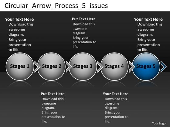 Circular Arrow Process 5 Issues Support Flow Chart PowerPoint Slides Circular Arrow Process 5 Issues Support Flow Chart PowerPoint Slides