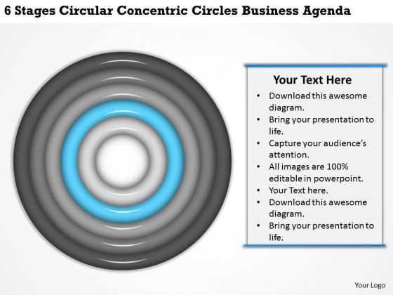 Circular Concentric Circles Business Agenda Plan For Dummies PowerPoint Slides