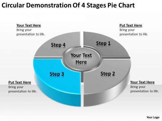 Circular Demonstration Of 4 Stages Pie Chart Ppt Sample Business Plan Format PowerPoint Slides