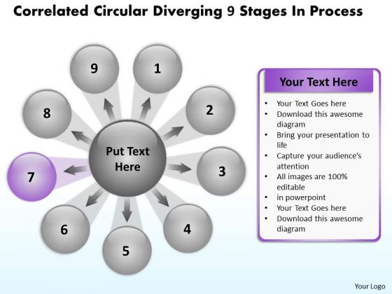 Circular Diverging 9 Stages Process Flow Network PowerPoint Slides Circular Diverging 9 Stages Process Flow Network PowerPoint Slides