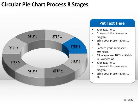 Circular Pie Chart Process 8 Stages Business Plan PowerPoint Slides