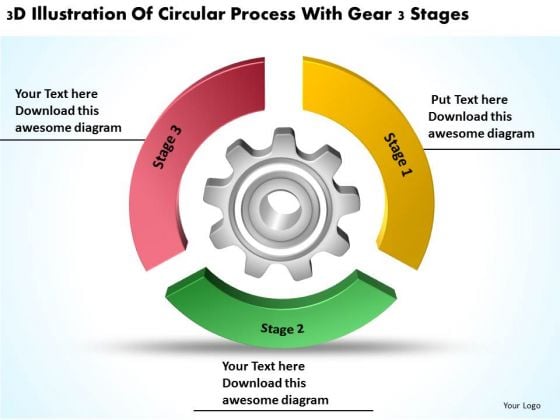 Circular Process With Gear 3 Stages Business Plan PowerPoint Slides