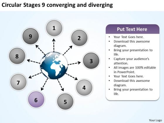 Circular Stages 9 Converging And Diverging Motion Diagram PowerPoint Slides Circular Stages 9 Converging And Diverging Motion Diagram PowerPoint Slides