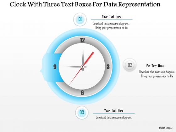 Clock With Three Text Boxes For Data Representation Presentation Template Clock With Three Text Boxes For Data Representation Presentation Template