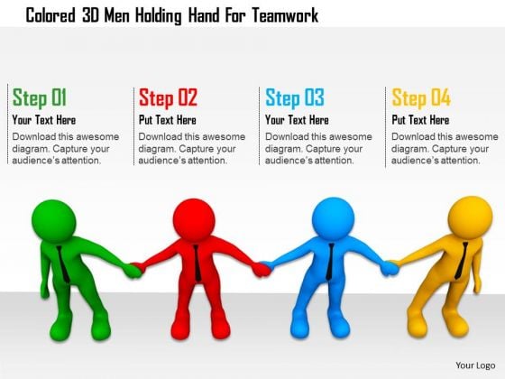 Colored 3d Men Holding Hand For Teamwork Colored 3d Men Holding Hand For Teamwork