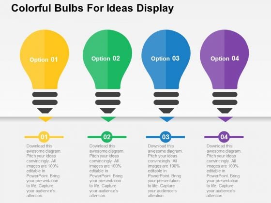 Colorful Bulbs For Ideas Display PowerPoint Templates