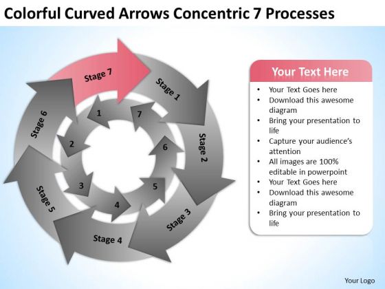 Colorful Curved Arrows Concentric 7 Processess Ppt Business Plan PowerPoint Slides Colorful Curved Arrows Concentric 7 Processess Ppt Business Plan PowerPoint Slides