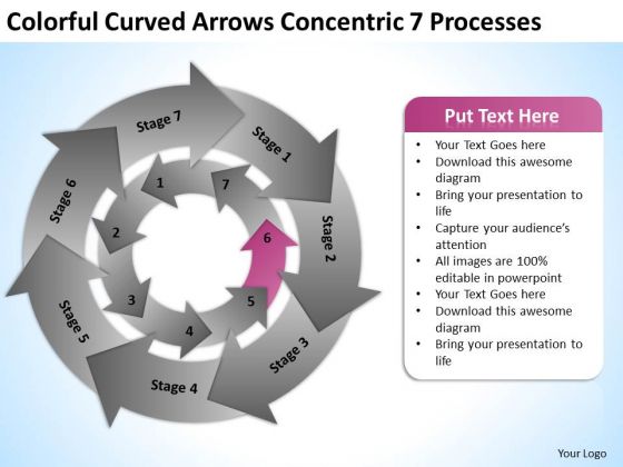 Colorful Curved Arrows Concentric 7 Processess Ppt Business Plan Sample Pdf PowerPoint Slide Colorful Curved Arrows Concentric 7 Processess Ppt Business Plan Sample Pdf PowerPoint Slide