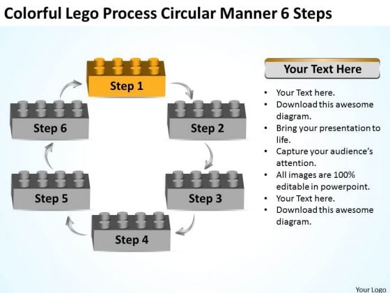 Colorful Lego Process Circular Manner 6 Steps Business Plan PowerPoint Slides Colorful Lego Process Circular Manner 6 Steps Business Plan PowerPoint Slides