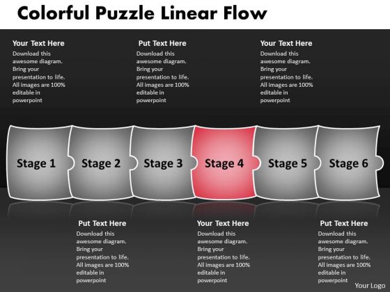 Colorful Puzzle Linear Flow Flowchart Slides Free PowerPoint Colorful Puzzle Linear Flow Flowchart Slides Free PowerPoint