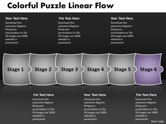 Colorful Puzzle Linear Flow It Business Requirements PowerPoint Slides