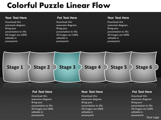Colorful Puzzle Linear Flow Vision For Flowcharts PowerPoint Slides Colorful Puzzle Linear Flow Vision For Flowcharts PowerPoint Slides