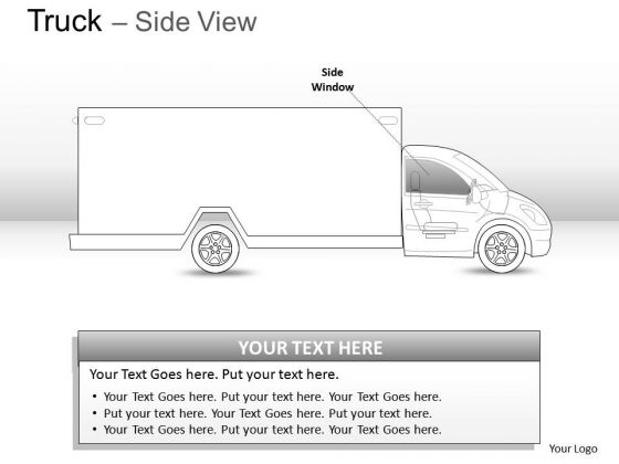 Compact Blue Truck Side View PowerPoint Slides And Ppt Diagram Templates