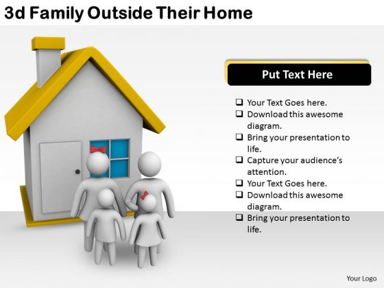 Company Business Strategy 3d Family Outside Their Home Concept Company Business Strategy 3d Family Outside Their Home Concept