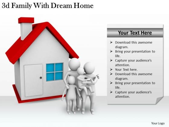 Company Business Strategy 3d Family With Dream Home Concept