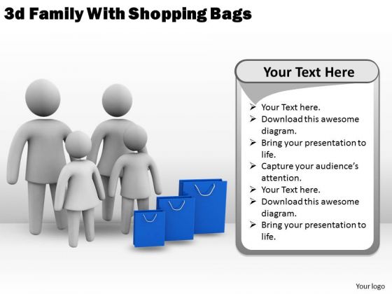 Company Business Strategy 3d Family With Shopping Bags Concept