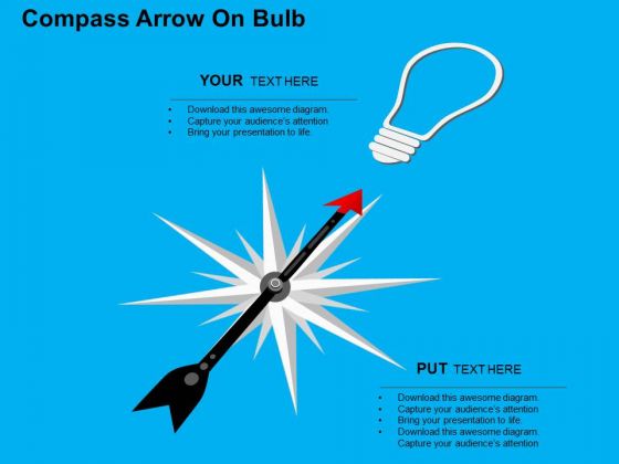 Compass Arrow On Bulb PowerPoint Templates Compass Arrow On Bulb PowerPoint Templates