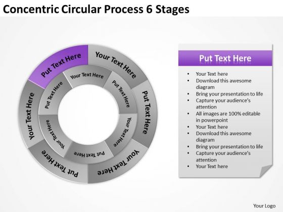 Concentric Circular Process 6 Stages Business Plan PowerPoint Slide