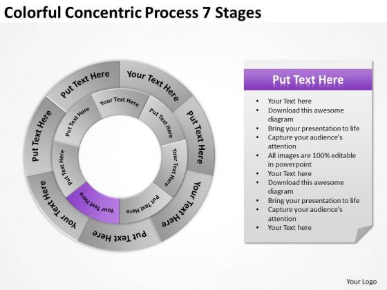 Concentric Process 7 Stages Write Business Plan Template PowerPoint Templates