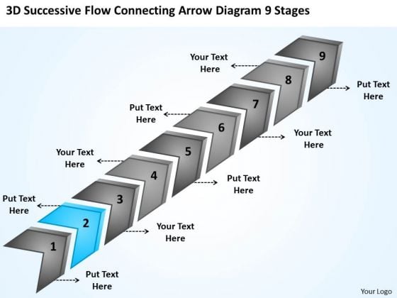 connecting arrow diagram 9 stages creating business plan step by