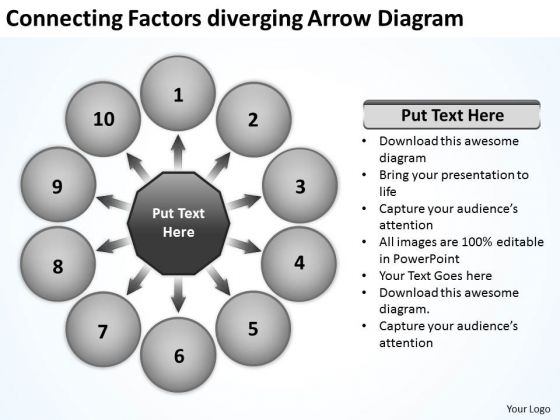Connecting Factors Diverging Arrow Diagram Circular Flow Chart PowerPoint Slides Connecting Factors Diverging Arrow Diagram Circular Flow Chart PowerPoint Slides