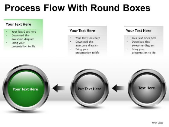 Connection Process Flow With Round Boxes PowerPoint Slides And Ppt Diagram Templates