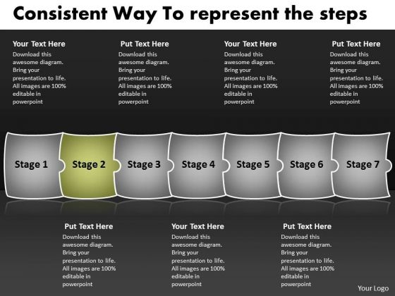 Consistent Way To Represent The Steps Business Flow Charts PowerPoint Slides