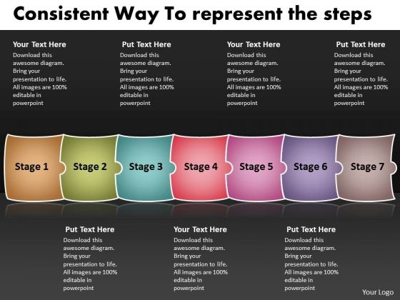 Consistent Way To Represent The Steps Vision Office PowerPoint Templates