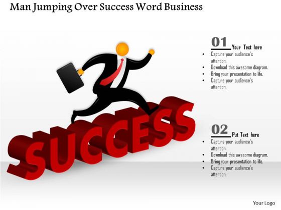Consulting Slides Man Jumping Over Success Word Business Presentation