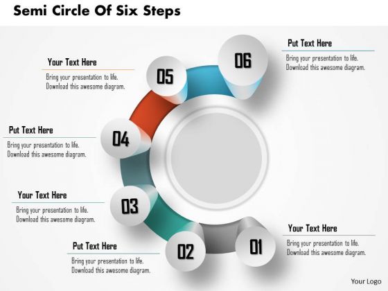 Consulting Slides Semi Circle Of Six Steps Business Presentation