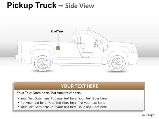 Container Pickup Brown Truck Side View PowerPoint Slides And Ppt Diagram Templates